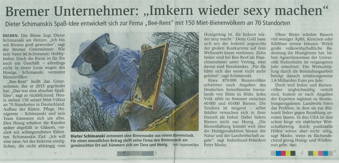 Bee-Rent Zeitungsartikel